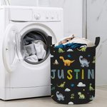 Cesta de tela Oxford impermeable personalizada con el nombre de un dinosaurio de dibujos animados como regalo de inauguración de la casa para niñas y 