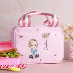 Personalizado Multicolor Cartoon Personaje Nacimiento Flor Bolsa de almuerzo aislante con nombre Portátil Vuelta a la Escuela Trabajo Picnic Regalo pa