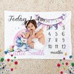 Personnalisé Château Fantaisie Licorne Aujourd'hui Je Suis Couverture douce mensuelle avec nom Décoration de chambre d'enfant Anniversaire Cadeau de d