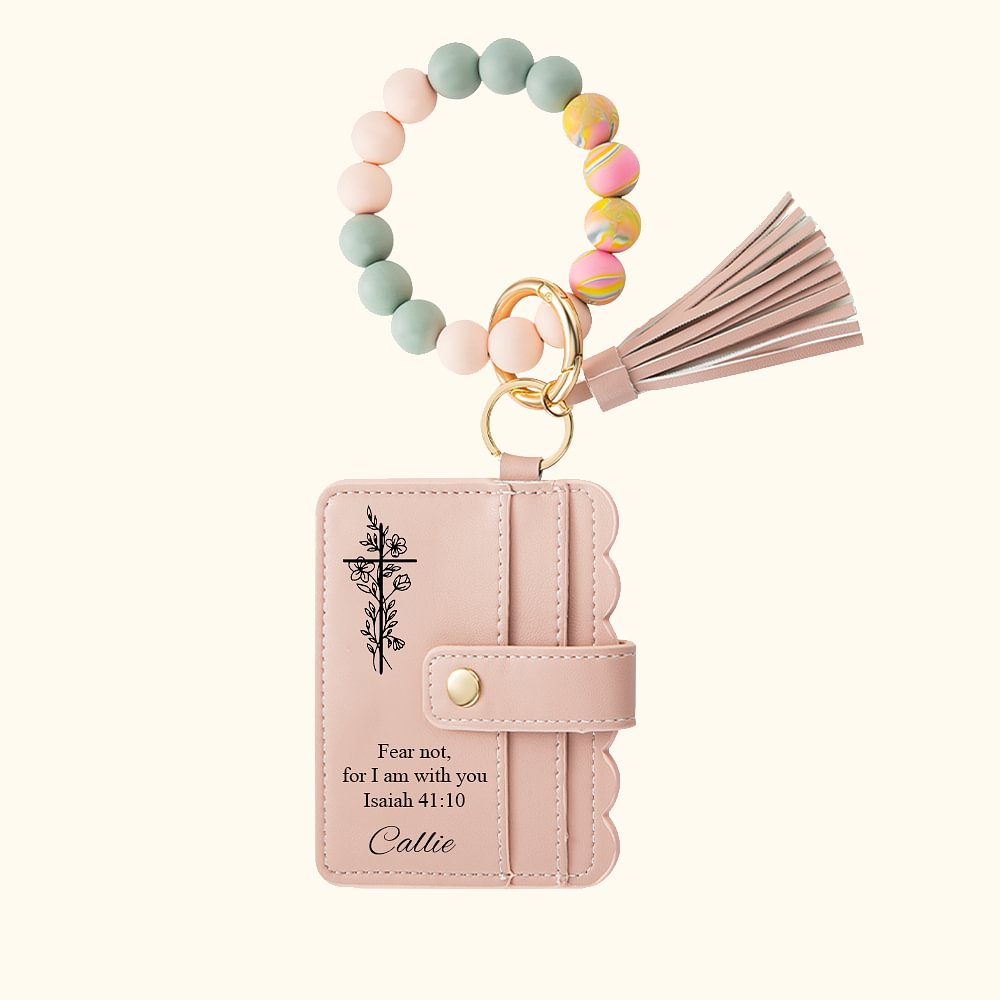 Bracelet en cuir avec pompon et perles Cadeau d'anniversaire et de baptême pour femmes chrétiennes