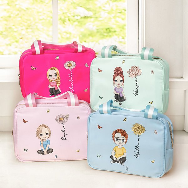 Sac à Lunch Isotherme Personnalisé du Nom Personnage Fleur de Naissance Sac à Déjeuner Cadeau Retour à l'École Travail Pique-nique pour Enfant Famille