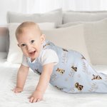 Personalised Cute Dog Soft Breathable Wearable Baby Sleeveless Sleeping Bag with Name Birthday Baby Shower Gift for Newborns New Parents