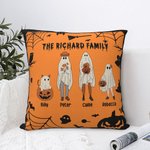 Taie d'Oreiller Personnalisée avec 2-10 Fantômes et Noms Thème Halloween Décoration à l'Intérieur Cadeau Halloween pour Famille