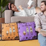 Taie d'Oreiller Personnalisée avec 2-10 Fantômes et Noms Thème Halloween Décoration à l'Intérieur Cadeau Halloween pour Famille