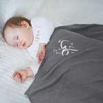 Personalized Arabic Calligraphy Knitted Soft Baby Blanket with Embroidered Name Baby Shower Gift for Newborns