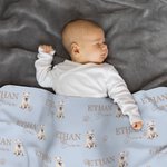 Personalizzato 1-3 ritratto di cane e zampa morbida coperta di ricezione del bambino con nome Baby Shower regalo di compleanno per il neonato