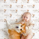 Personalizzato 1-3 ritratto di cane e zampa morbida coperta di ricezione del bambino con nome Baby Shower regalo di compleanno per il neonato