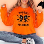 Personalizado Spooky Bat familia arco sudadera camiseta con 1-10 nombres multicolor disponible Halloween Holiday Party regalo para mamá abuela