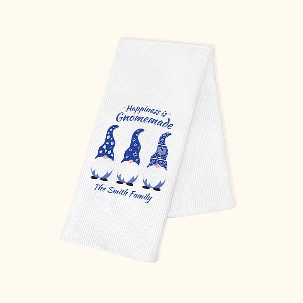 Torchon personnalisé avec texte Gnomes 100% coton Décor de cuisine Hanoukka Cadeau pour famille juive