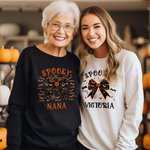 Personalizado Spooky Bat familia arco sudadera camiseta con 1-10 nombres multicolor disponible Halloween Holiday Party regalo para mamá abuela