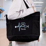 Personalized Stethoscope Large Capacity Tote Bag with Name Birthday Graduation Appreciation Gift for Nurse Doctor Medical Staff
