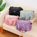 Gepersonaliseerde Multi-compartiment Waterdichte Weekendtas met Schouderriem en Chenille Letters Verjaardagscadeau terug naar school voor vrouwen