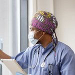 Personalised Colorful Name Word Cloud Adjustable Working Scrub Cap with Sweatband Set of 2 Birthday Appreciation Gift for Nurse Doctor