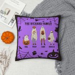 Taie d'Oreiller Personnalisée avec 2-10 Fantômes et Noms Thème Halloween Décoration à l'Intérieur Cadeau Halloween pour Famille
