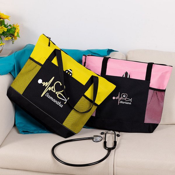 Personalized Stethoscope Large Capacity Tote Bag with Name Birthday Graduation Appreciation Gift for Nurse Doctor Medical Staff