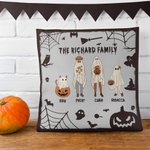 Taie d'Oreiller Personnalisée avec 2-10 Fantômes et Noms Thème Halloween Décoration à l'Intérieur Cadeau Halloween pour Famille