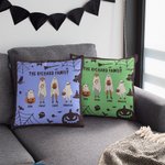 Taie d'Oreiller Personnalisée avec 2-10 Fantômes et Noms Thème Halloween Décoration à l'Intérieur Cadeau Halloween pour Famille