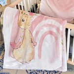 Personalizado de dibujos animados lindo arco iris floral Peter manta de conejo con el nombre de decoración del hogar Foto Prop regalo de cumpleaños pa
