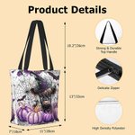 Personifierad söt Highland Cow Pumpa Bat Stor kapacitet Canvas Tote Bag med namn Halloween Party Present till vänner barn
