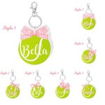 Personalized Pink Coquette Bow Tennis Bag Tag Keychain with Name Sport Team Birthday Gift for Tennis Lovers