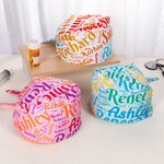 Personalised Colorful Name Word Cloud Adjustable Working Scrub Cap with Sweatband Set of 2 Birthday Appreciation Gift for Nurse Doctor