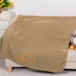 Personalized Arabic Calligraphy Knitted Soft Baby Blanket with Embroidered Name Baby Shower Gift for Newborns