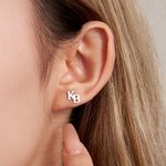 Personalised Minimalist Unisex Tiny Double Initials Stud Earrings Birthday Anniversary Gift for Women Men