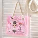 Personalised Cartoon Character Birth Flower Neon Laser Clear Large Tote Bag with Name Wedding Party Travel Accessories Gift for Her