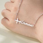 Personalized Cross Name Necklace Minimalist Jewellery Baptism Religious Birthday Gift for Christians Women