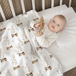 Personalizzato 1-3 ritratto di cane e zampa morbida coperta di ricezione del bambino con nome Baby Shower regalo di compleanno per il neonato