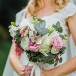 Personalised Silk Butterfly Brooch Pin with Text Photo and Crystal Memorial Wedding Gift for Bride