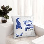 Taie d'Oreiller Personnalisée Gnome Bleu avec Nom Décoration d'Intérieur Cadeau Hanoukka pour Famille Juive
