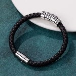 Gepersonaliseerde 1-9 kralen Unisex Gevlochten Leren Armband met Gegraveerde Namen Vaderdag Verjaardag Valentijnsdag Cadeau voor Familie