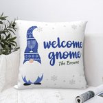 Taie d'Oreiller Personnalisée Gnome Bleu avec Nom Décoration d'Intérieur Cadeau Hanoukka pour Famille Juive