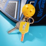 Personalisierte Emaille Geburt Blume Pickleball Paddel & Pickleball Charm Schlüsselanhänger mit Namen Geburtstag Weihnachten Geschenk für Pickleball L