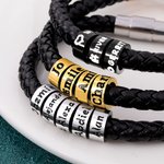 Gepersonaliseerde 1-9 kralen Unisex Gevlochten Leren Armband met Gegraveerde Namen Vaderdag Verjaardag Valentijnsdag Cadeau voor Familie