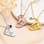 Collier de Pied de Bébé Personnalisé avec Texte Gravé et Pierre de Naissance Cadeau de Fête Prénatale pour Enfant et Nouvelle Maman