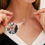 Personalized Dainty Square Photo Projection Necklace with Zircon Birthday Anniversary Christmas Gift for Women