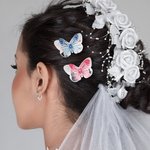 Personalised Silk Butterfly Brooch Pin with Text Photo and Crystal Memorial Wedding Gift for Bride