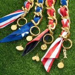 Personalised Fashion National Flag Silk Metal Bracelet with Football Tennis Text Charm Birthday Sports Event Cheer Accessories for Sport Lovers