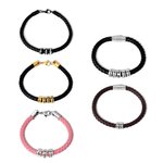 Bracelet Tressé en Cuir Personnalisé avec Nom et Icône Gravés Cadeau Anniversaire Fête des Pères pour Homme Femme Famille