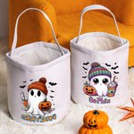 Personalized Halloween Cute Ghost Trick or Treat Sweets Bucket Bag with Name Halloween Party Gift for Kids