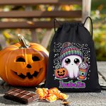 Henkilökohtainen söpö Halloween Ghost Pumpkin Design kiristysnauha laukku nimi puolue suosikki Halloween lahja lapsille