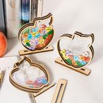 Personalized Handmade Wooden Apple Shaped Desk Ornament with 1-24 Hearts and Text Office Decor Birthday Appreciation Gift for Teacher