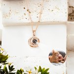 Personalisierte konzentrische Kreise Foto Projektion Halskette Jahrestag Geburtstag Geschenk für Frauen