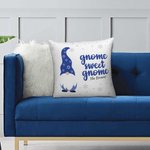 Taie d'Oreiller Personnalisée Gnome Bleu avec Nom Décoration d'Intérieur Cadeau Hanoukka pour Famille Juive