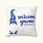 Taie d'Oreiller Personnalisée Gnome Bleu avec Nom Décoration d'Intérieur Cadeau Hanoukka pour Famille Juive