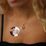 Collier Personnalisé Projection de Photo Forme Flocon de Neige Cadeau d'Anniversaire pour Elle