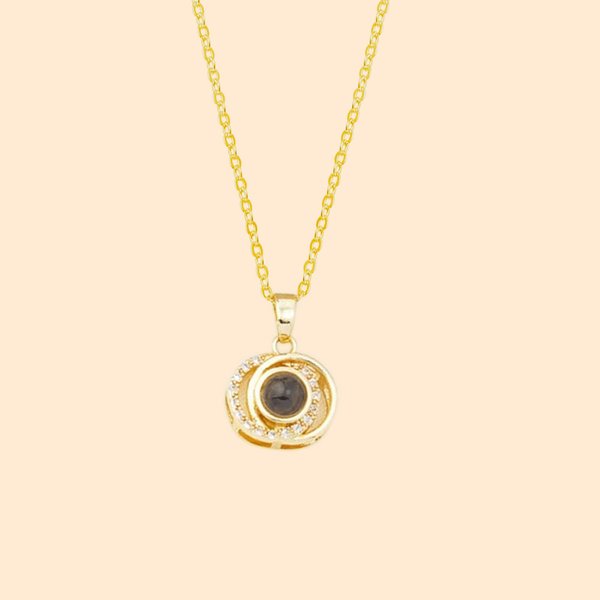 Personalized Concentric Circles Photo Projection Necklace Anniversary Birthday Gift for Women