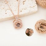 Personalized Dainty Square Photo Projection Necklace with Zircon Birthday Anniversary Christmas Gift for Women